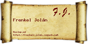 Frenkel Jolán névjegykártya